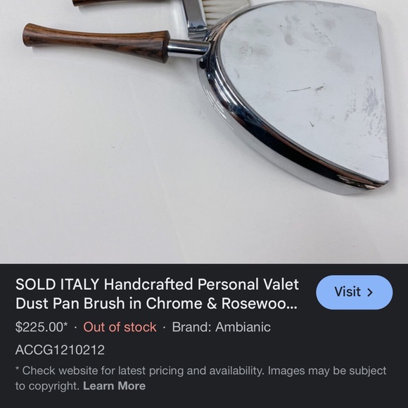 Mid century rosewood handled mini silverplated dustpan-broom set - Picture 8 of 9